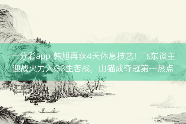 一分彩app 韩旭再获4天休息技艺!飞东谈主迎战火力入G3生苦战,山猫成夺冠第一热点