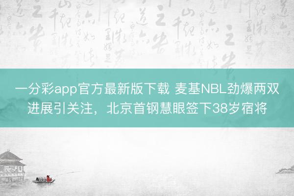 一分彩app官方最新版下载 麦基NBL劲爆两双进展引关注,北京首钢慧眼签下38岁宿将